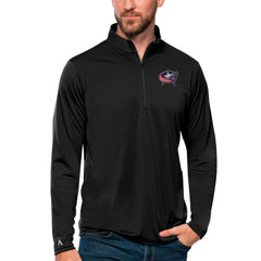 Columbus Blue Jackets Antigua Tribute Quarter-Zip Pullover Top - Black Pullover