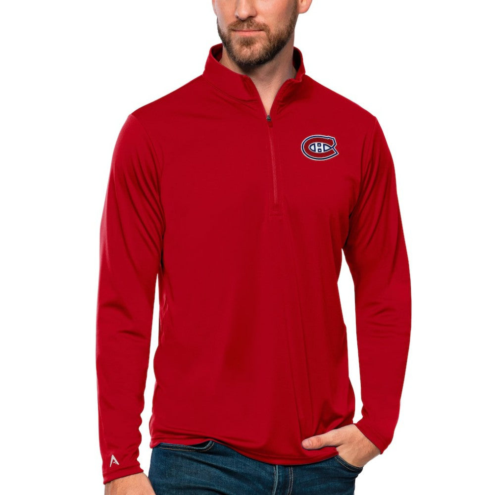 Montreal Canadiens Antigua Tribute Quarter-Zip Pullover Top - Red Pullover