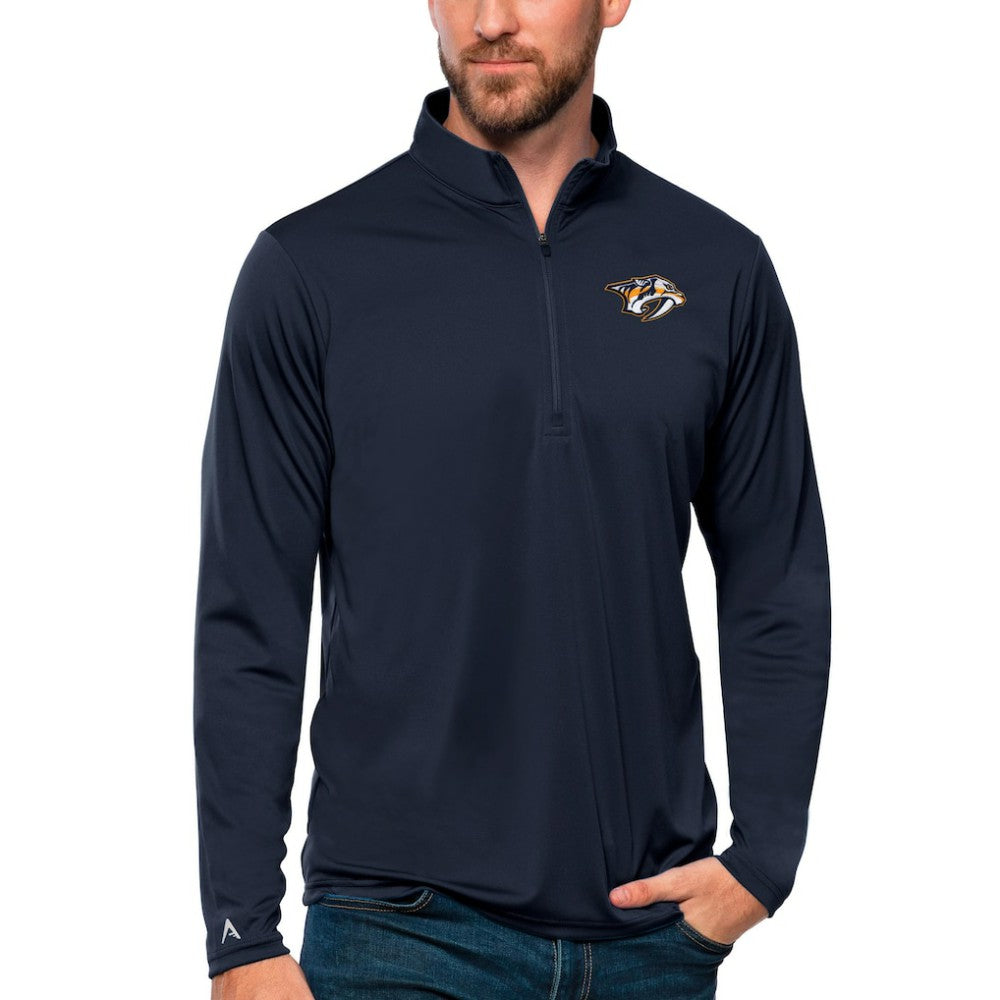 Nashville Predators Antigua Tribute Quarter-Zip Pullover Top - Navy Pullover