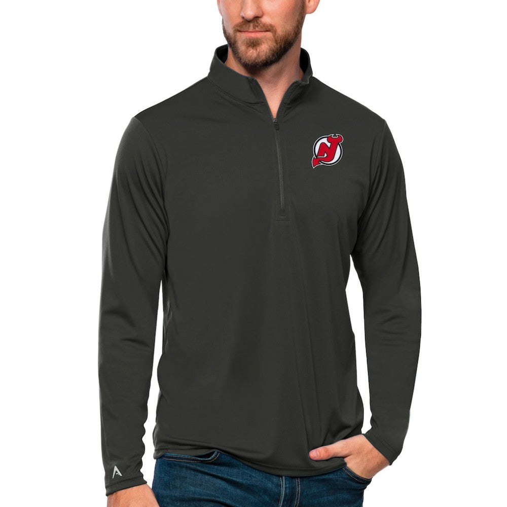 New Jersey Devils Antigua Tribute Quarter-Zip Pullover Top - Charcoal Jerseys