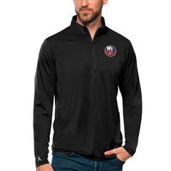 New York Islanders Antigua Tribute Quarter-Zip Pullover Top - Black Pullover