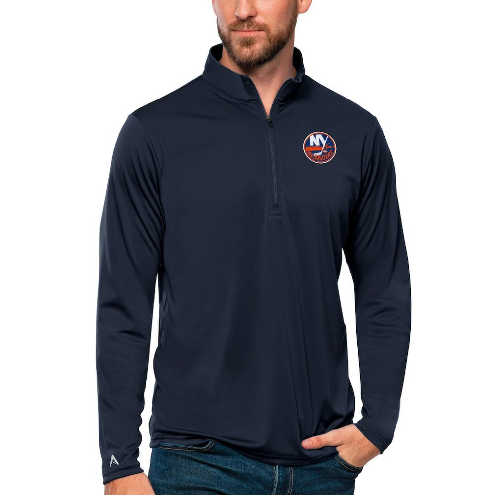 New York Islanders Antigua Tribute Quarter-Zip Pullover Top - Navy Pullover