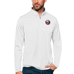 New York Islanders Antigua Tribute Quarter-Zip Pullover Top - White Pullover