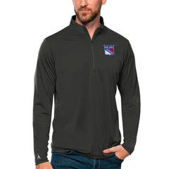 New York Rangers Antigua Tribute Quarter-Zip Pullover Top - Charcoal Pullover