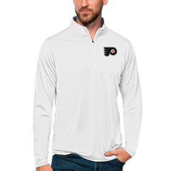 Philadelphia Flyers Antigua Tribute Quarter-Zip Pullover Top - White Pullover