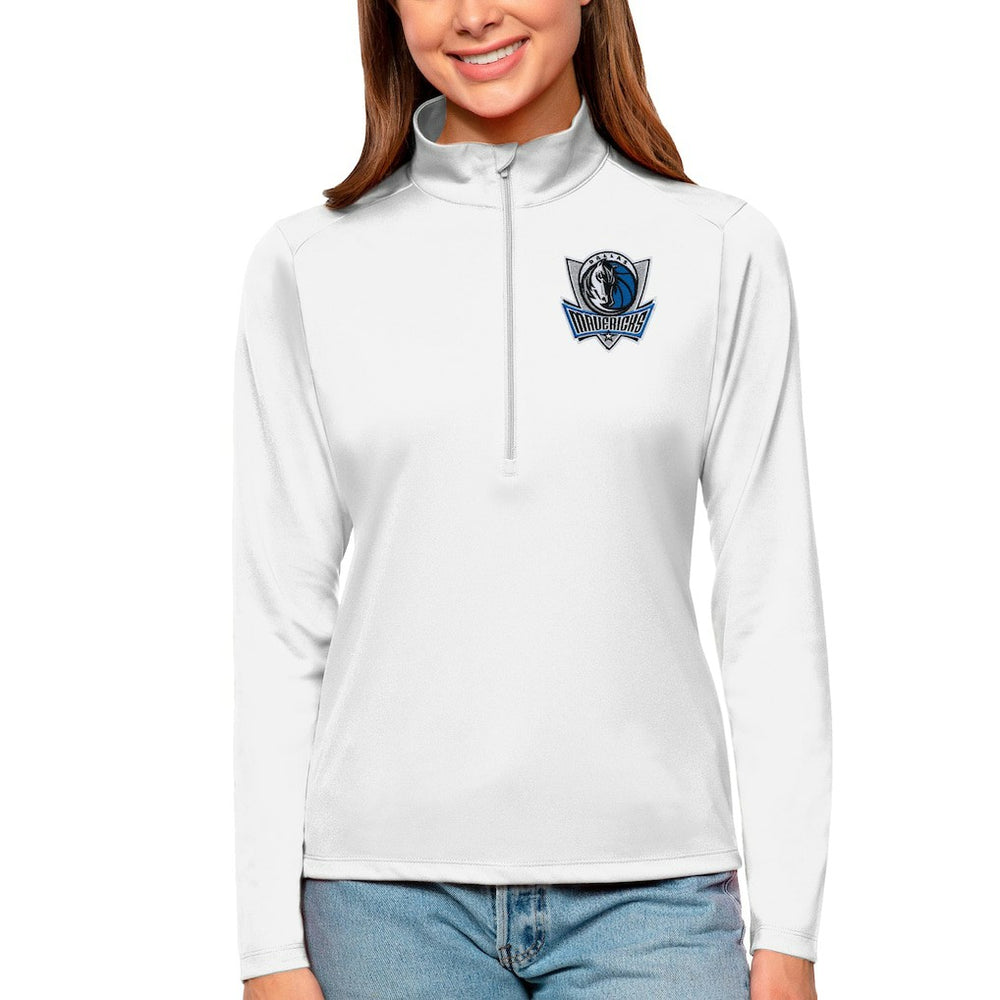 Dallas Mavericks Antigua Women's Tribute Half-Zip Top sale - White on sale