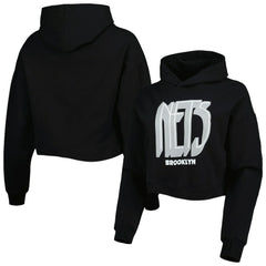 Brooklyn Nets Lusso Women's Layla World Tour Cropped Pullover Hoodie - Black online