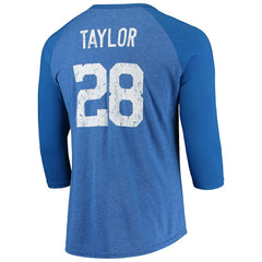 Jonathan Taylor Indianapolis Colts Majestic Threads Name & Number Team Colorway Tri-Blend 3/4 Raglan Sleeve Player T-Shirt - Royal on sale