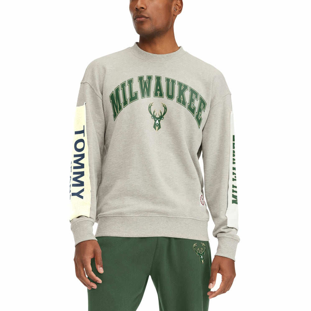 Milwaukee Bucks Tommy Jeans James Patch Pullover Sweatshirt - Gray shop