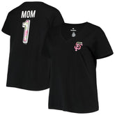 San Francisco Giants Women's Plus Size #1 Mom 2-Hit V-Neck T-Shirt Black