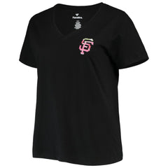 San Francisco Giants Women's Plus Size #1 Mom 2-Hit V-Neck T-Shirt Black