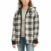 Milwaukee Bucks Tommy Jeans Women's Molly Flannel Full-Zip Hoodie - Black/Cream shop