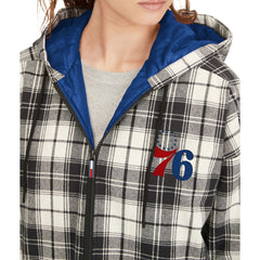 Philadelphia 76ers Tommy Jeans Women's Molly Flannel Full-Zip Hoodie - Black/Cream online