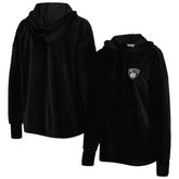 Brooklyn Nets Touch Women's End Line Velour Pullover Hoodie - Black for sale