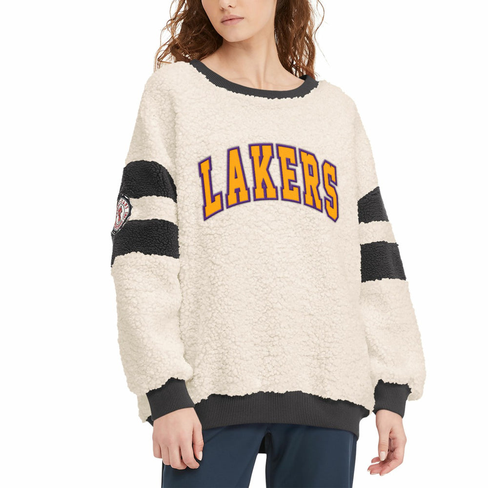 Los Angeles Lakers Tommy Jeans Women's Mindy Sherpa Pullover Sweatshirt - Oatmeal/Black discount
