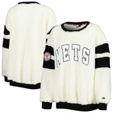 Brooklyn Nets Tommy Jeans Women's Mindy Sherpa Pullover Sweatshirt - Oatmeal/Black shop