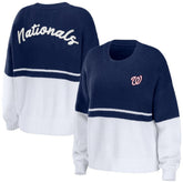 Washington Nationals WEAR by Erin Andrews Women's Chunky Pullover Sweatshirt Navy/White