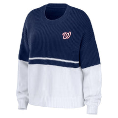 Washington Nationals WEAR by Erin Andrews Women's Chunky Pullover Sweatshirt Navy/White
