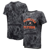 Philadelphia Flyers Majestic Threads Women's Boyfriend Tie-Dye Tri-Blend T-Shirt - Black T-shirts