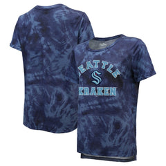 Seattle Kraken Majestic Threads Women's Boyfriend Tie-Dye T-Shirt - Deep Sea Blue T-shirts