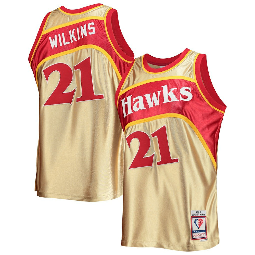 Dominique Wilkins Atlanta Hawks 75th Anniversary 1986/87 Hardwood Classics Swingman Jersey - Gold sale