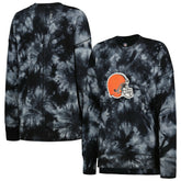 Cleveland Browns MSX by Michael Strahan Women's Bailey Tie-Dye Tri-Blend Pullover Sweatshirt - Black discount