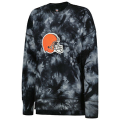 Cleveland Browns MSX by Michael Strahan Women's Bailey Tie-Dye Tri-Blend Pullover Sweatshirt - Black discount