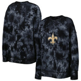 New Orleans Saints MSX by Michael Strahan Women's Bailey Tie-Dye Tri-Blend Pullover Sweatshirt - Black discount