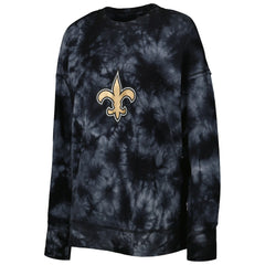 New Orleans Saints MSX by Michael Strahan Women's Bailey Tie-Dye Tri-Blend Pullover Sweatshirt - Black discount
