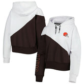 Cleveland Browns DKNY Sport Women's Bobbi Color Blocked Pullover Hoodie - White/Brown for sale