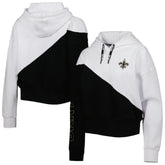 New Orleans Saints DKNY Sport Women's Bobbi Color Blocked Pullover Hoodie - White/Black cheap