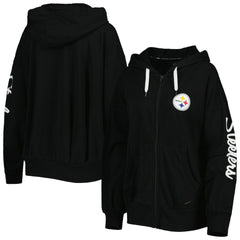 Pittsburgh Steelers MSX by Michael Strahan Women's Emerson Lightweight Full-Zip Hoodie - Black sale