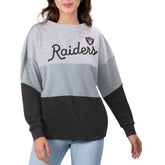 Las Vegas Raiders Touch Women's Outfield Deep V-Back Waist Length Pullover Sweatshirt - Heather Gray/Black outlet