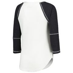 Las Vegas Raiders Touch Women's Rebel Raglan Tri-Blend 3/4-Sleeve Lace-Up V-Neck T-Shirt - White/Black cheap