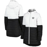 Las Vegas Raiders MSX by Michael Strahan Women's Willow Quilted Hoodie Full-Zip Jacket - White/Black for sale