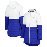 Los Angeles Rams MSX by Michael Strahan Women's Willow Quilted Hoodie Full-Zip Jacket - White/Royal outlet