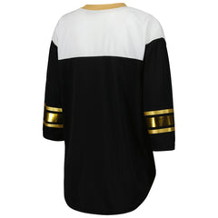 New Orleans Saints G-III 4Her by Carl Banks Women's Double Team 3/4-Sleeve Lace-Up T-Shirt - Black/White outlet