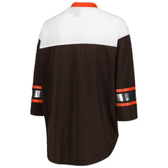 Cleveland Browns G-III 4Her by Carl Banks Women's Double Team 3/4-Sleeve Lace-Up T-Shirt - Brown/White discount