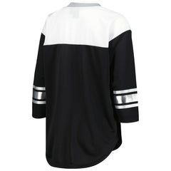 Las Vegas Raiders G-III 4Her by Carl Banks Women's Double Team 3/4-Sleeve Lace-Up T-Shirt - Black/White cheap