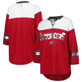 Tampa Bay Buccaneers G-III 4Her by Carl Banks Women's Double Team 3/4-Sleeve Lace-Up T-Shirt - Red/White outlet