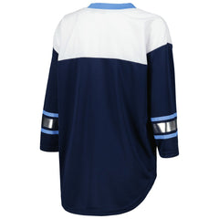 Tennessee Titans G-III 4Her by Carl Banks Women's Double Team 3/4-Sleeve Lace-Up T-Shirt - Navy/White sale