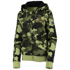 Boston Red Sox Women's 2022 MLB Armed Forces Day Camo Full-Zip Hoodie Green