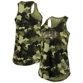 Chicago Cubs Women's 2022 MLB Armed Forces Day Camo Racerback Tank Top Green