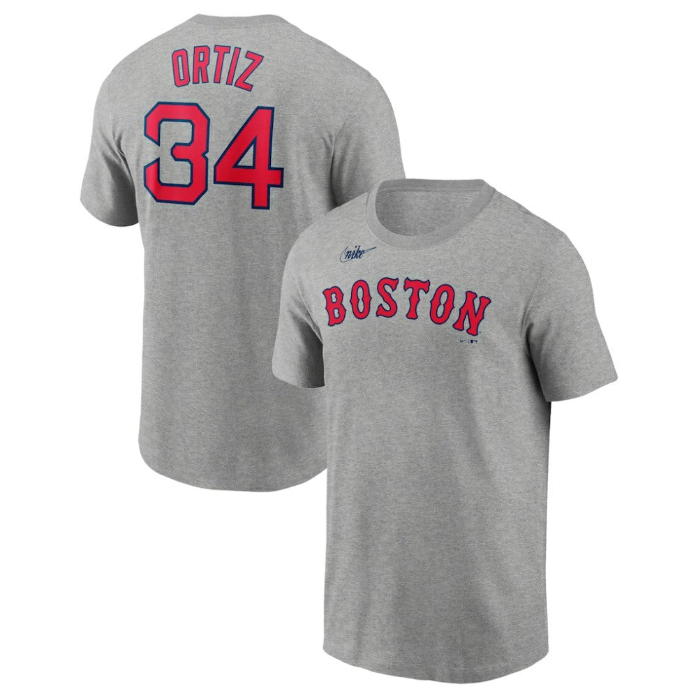 David Ortiz Boston Red Sox Name & Number T-Shirt Heather Gray