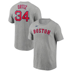 David Ortiz Boston Red Sox Name & Number T-Shirt Heather Gray