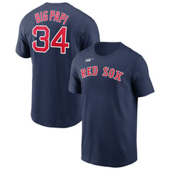 David Ortiz Boston Red Sox Name & Number Wordmark T-Shirt Navy