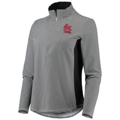 St. Louis Cardinals Tommy Bahama Women's Aubrey Stripe Block IslandZone Half-Zip Jacket Black