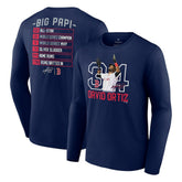 David Ortiz Boston Red Sox Stats Resume Long Sleeve T-Shirt Navy