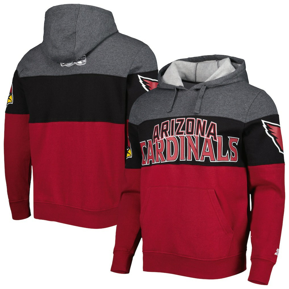 Arizona Cardinals Starter Extreme Pullover Hoodie - Heather Charcoal/Cardinal on sale