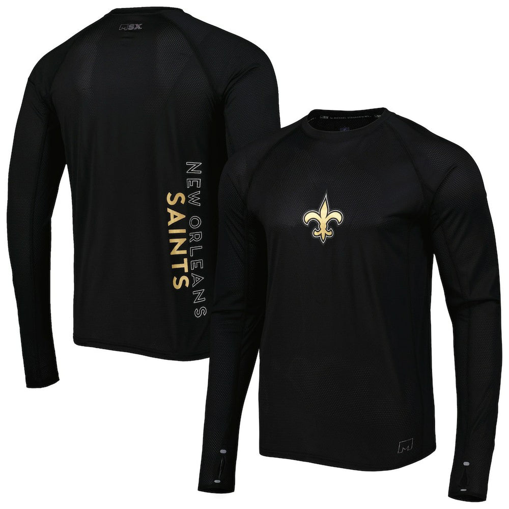 New Orleans Saints MSX by Michael Strahan Interval Long Sleeve Raglan T-Shirt - Black discount